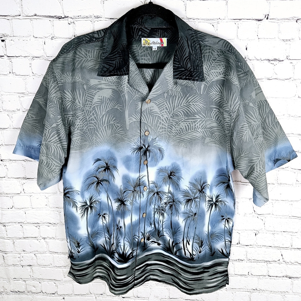ALOHA JOE | collared button up palm tree Hawaiian short sleeve shirt
